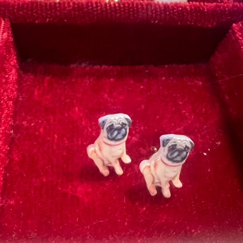 Handmade Pug Pierced Earrings